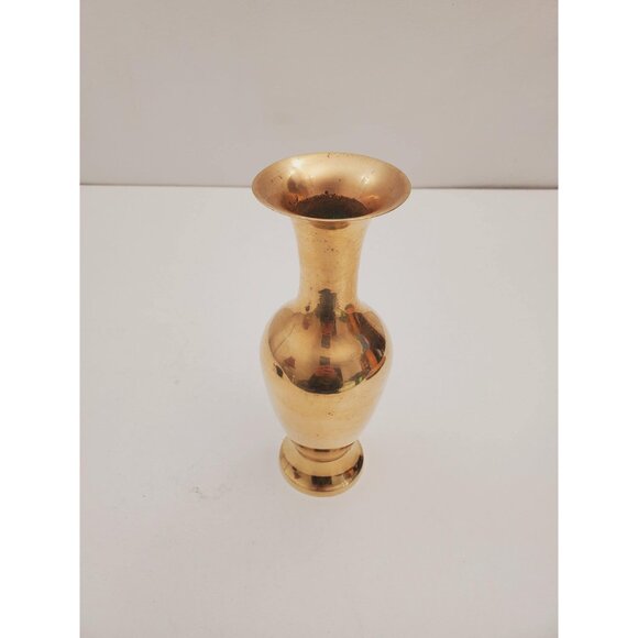 small Vintage Brass Vase - Boho / Eclectic Decor - Decorative Centerpiece Vase - Picture 3 of 9